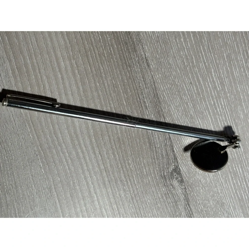 Telescoping Inspection Mirror Chrome Extendable Swivel Round 1 Inch Diameter 17